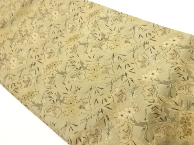 JAPANESE KIMONO / ANTIQUE NAGOYA OBI / WOVEN FLOWER